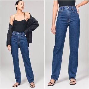 Abercrombie The 90s Straight Ultra High Rise Women’s Plus Dark Wash Jeans Sz 18